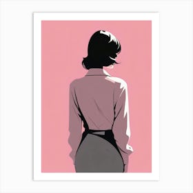 Back View of a Woman in Pink Art Print