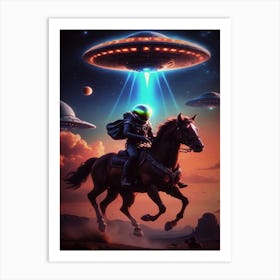 Alien On Horseback, UFOs,  SciFi, Otherworldly Aesthetic  Art Print