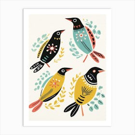 Folk Style Bird Painting Kiwi 1 Art Print