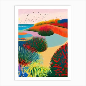 Formby Beach, Merseyside Hockney Style Art Print