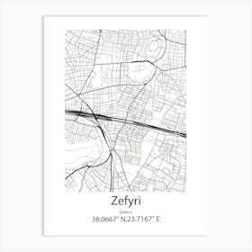 Zefyri,Greece Minimalist Map Art Print