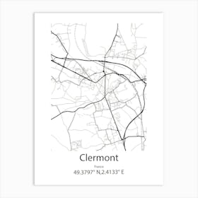 Clermont,France Minimalist Map Art Print