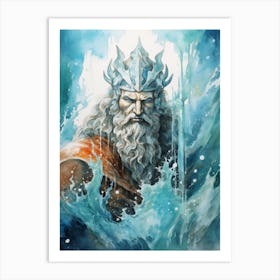 Fantasy Illustration Of Poseidon 1 Art Print