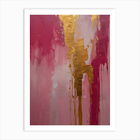 Gold And Pink Abstract Painting Art Print