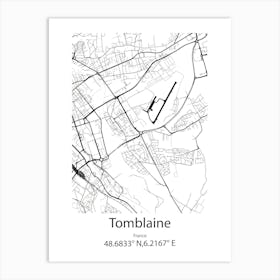 Tomblaine,France Minimalist Map Art Print