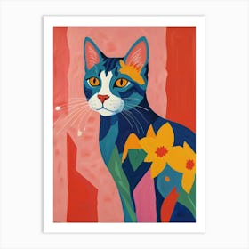 Cat With Flowers 5 Art Print