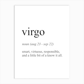 Virgo Star Sign Definition Meaning Art Print