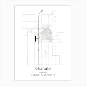 Chanute,United States Minimalist Map Art Print