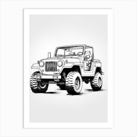 Jeep Wrangler Line Drawing 17 Art Print