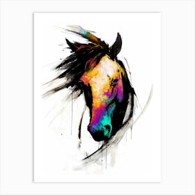 Horse Wild Tribal Illustration Art 02 Art Print