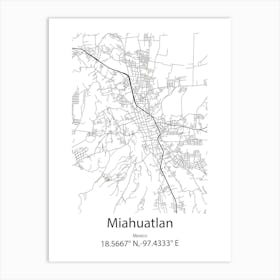 Miahuatlan De Porfirio Diaz,Mexico Minimalist Map Poster