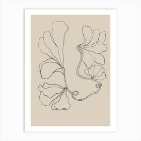 Ginkgo Leaves Line Drawing Art Print