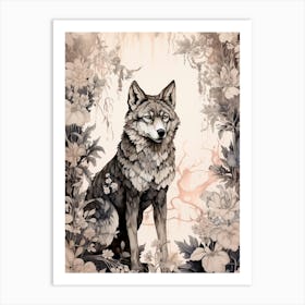 Indian Wolf Vintage Painting 4 Art Print
