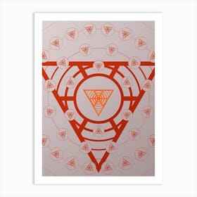 Geometric Abstract Glyph Circle Array in Tomato Red n.0176 Art Print