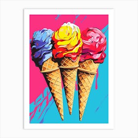Pop Art Colourful Ice Cream Cone 1 Art Print