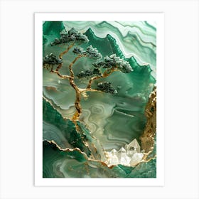 Gold Inlaid Jade Carving Scene 2 Art Print