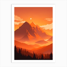 Misty Mountains Vertical Background In Orange Tone 11 Art Print