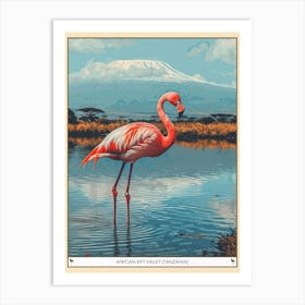Greater Flamingo African Rift Valley Tanzania Tropical Illustration 5 Poster Art Print