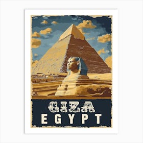 Vintage Egyptian : Great Pyramid of Giza Travel Poster Art Print