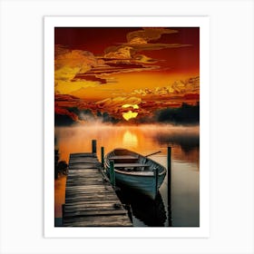 Sunset On A Dock Art Print