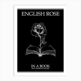 English Rose In A Book Line Drawing 3 Poster Inverted Art Print