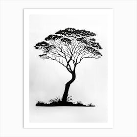 Acacia Tree Simple Geometric Nature Stencil 2 Art Print