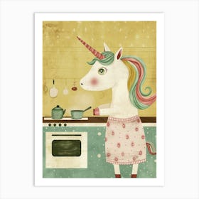 Pastel Unicorn Cooking In The Kitchen 1 Art Print
