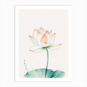 Lotus Flower In Garden Minimal Watercolour 4 Art Print