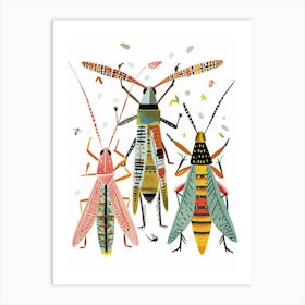 Colourful Insect Illustration Grasshopper 4 Art Print