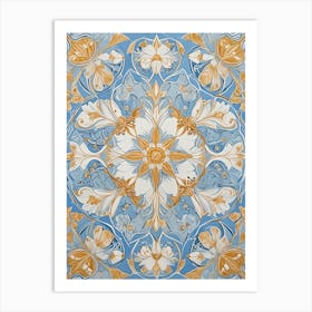 Blue And Gold Kaleidoscope Art Print