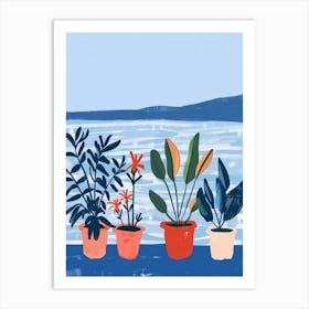 Potted Plants By The Water Art Print