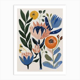 Painted Florals Protea 3 Art Print