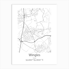 Wingles,France Minimalist Map Art Print