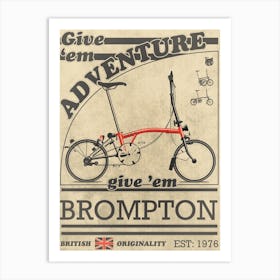 Brompton Bicycle Vintage Style Advert Art Print