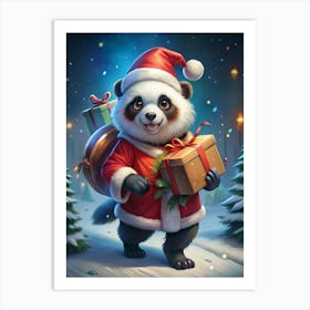 Christmas Panda Art Print