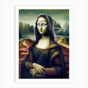 Starlight Alien Mona Lisa Art Print