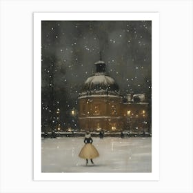 Girl Skating In The Snow Art Print