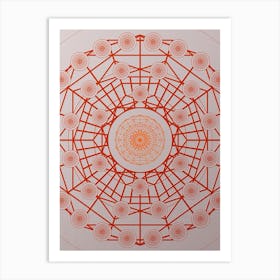 Geometric Abstract Glyph Circle Array in Tomato Red n.0151 Art Print