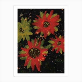 Sunflowers At Night painted by Little Artist O.D.R Art Print