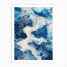 Blue And White Abstract Painting 4 Art Print