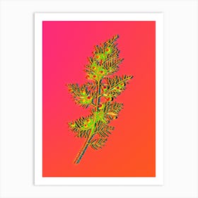 Neon Phoenicean Juniper Botanical in Hot Pink and Electric Blue Art Print