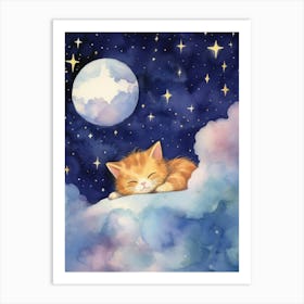 Baby Kitten 10 Sleeping In The Clouds Art Print