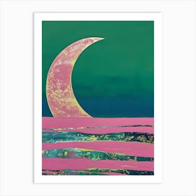 Moon And Waves 1 Art Print