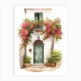 Palma De Mallorca, Spain   Mediterranean Doors Watercolour Painting 2 Art Print