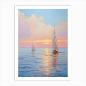 Sailboats At Sunset 16 Art Print