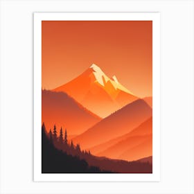 Misty Mountains Vertical Composition In Orange Tone 195 Art Print