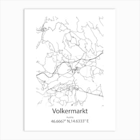 Volkermarkt,Austria Minimalist Map Art Print