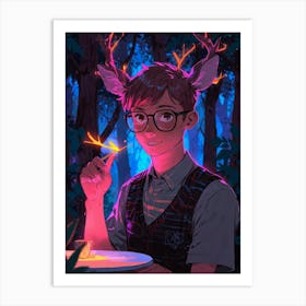 Boy In The Woods Art Print