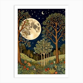 William Morris Moonlight In The Woods 94 Art Print