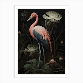 Dark And Moody Botanical Flamingo 4 Art Print